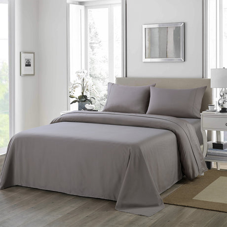 Royal Comfort 1200TC Ultrasoft 4 Piece Sheet Set - Double - Charcoal-1951134857073659904