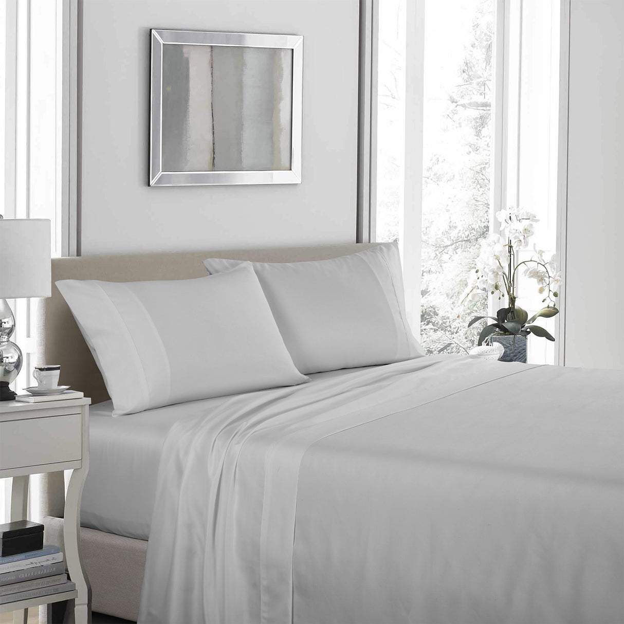 Royal Comfort 1200TC Ultrasoft 4 Piece Sheet Set - Double - Silver-1951134857480507393