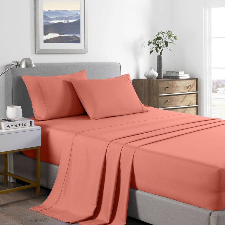 Royal Comfort Bamboo Cooling 2000TC Sheet Set - King-Peach-1951134862958268416