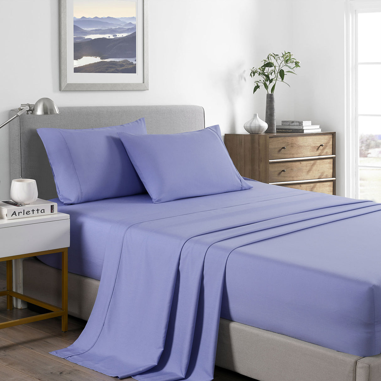 Royal Comfort Bamboo Cooling 2000TC Sheet Set - Single-Mid Blue-1951134864287862784