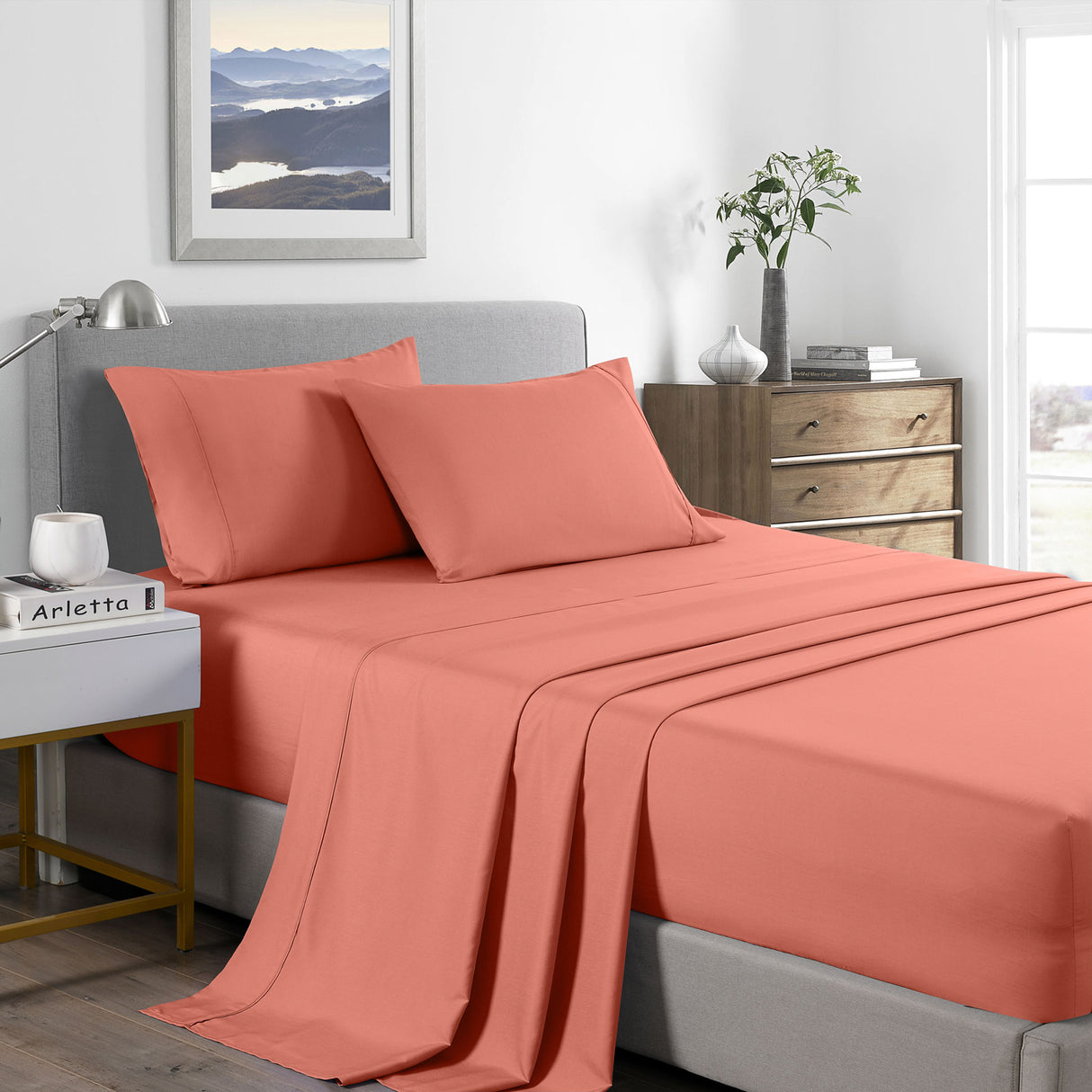 Royal Comfort Bamboo Cooling 2000TC Sheet Set - Single-Peach-1951134864468217856