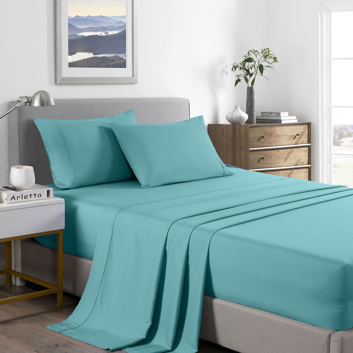 Royal Comfort Bamboo Cooling 2000TC Sheet Set - King Single-Aqua-1951134864979922944