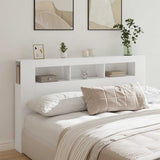 LED Headboard White 180 cm Engineered Wood - Side View