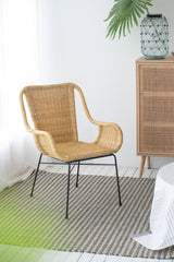 Palmview Rattan Armed Dining Chair. Rattan casual armchair. Solid iron construction. No assembly required - Front View