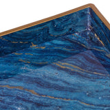 Marble Patterned Blue set of 2 rectangular trays.  Luxurious look of natural stone with this set of 2 - Front View