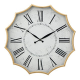 Scalloped Wall Clock, Featuring a crisp white clock face with bold Roman numerals, this design is framed by a stunning gold scalloped edge for a touch