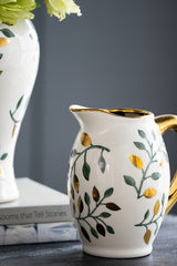 Botanical Decorative Jug 21.5cms tall. Empty or filled with flowers . Classic silhouette