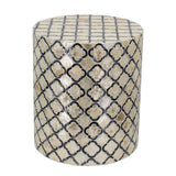 Geometric Patterned Stool. Can serve as either an end table or a stool. Convenient and contemporary, you will have no trouble finding a spot for this