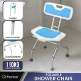 Orthonica Compact & Foldable Commode Shower Chair w/Height Adjustable Aluminium Frame Non Slip - Front View