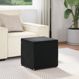 Stool Black 41 x 41 x 40 cm Velvet and Engineered Wood - Side View