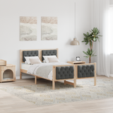 Bed Frame with Headboard Dark Grey 135 x 190 cm Solid Pine Wood - Side View
