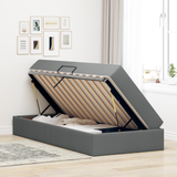 Storage Bed with Mattress Dark Grey 90 x 190 cm Polyester