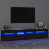 TV Cabinet with LED Lights Black 210x35x40 cm - Front View