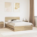 Bed Frame with Drawer Sonoma Oak 150 x 200 cm Engineered Wood - Front View