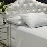 Royal Comfort 1200 Thread count Damask Stripe Cotton Blend sheet sets Queen White - Rear View