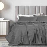 Royal Comfort 1200 Thread count Damask Stripe Cotton Blend sheet sets King Charcoal Grey-1951134867282595841