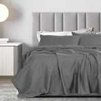 Royal Comfort 1200 Thread count Damask Stripe Cotton Blend sheet sets King Charcoal Grey-1951134867282595841