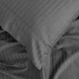 Royal Comfort 1200 Thread count Damask Stripe Cotton Blend sheet sets King Charcoal Grey-1951134867282595844