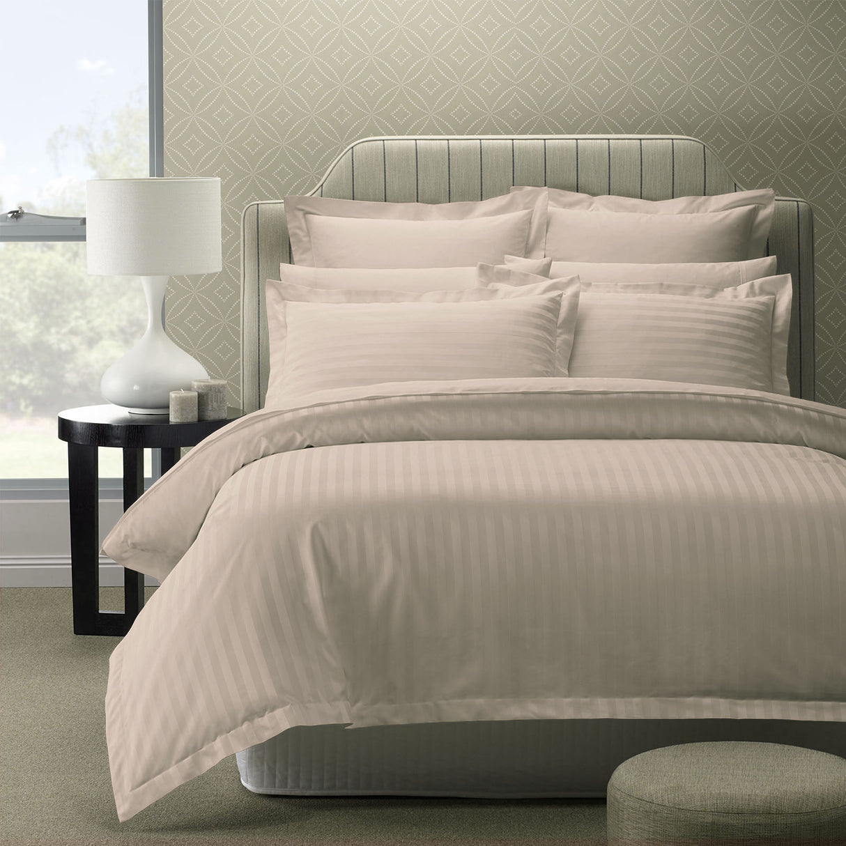Royal Comfort 1200 Thread count Damask Stripe Cotton Blend Quilt Cover Sets Queen Silver-1951134825343750144