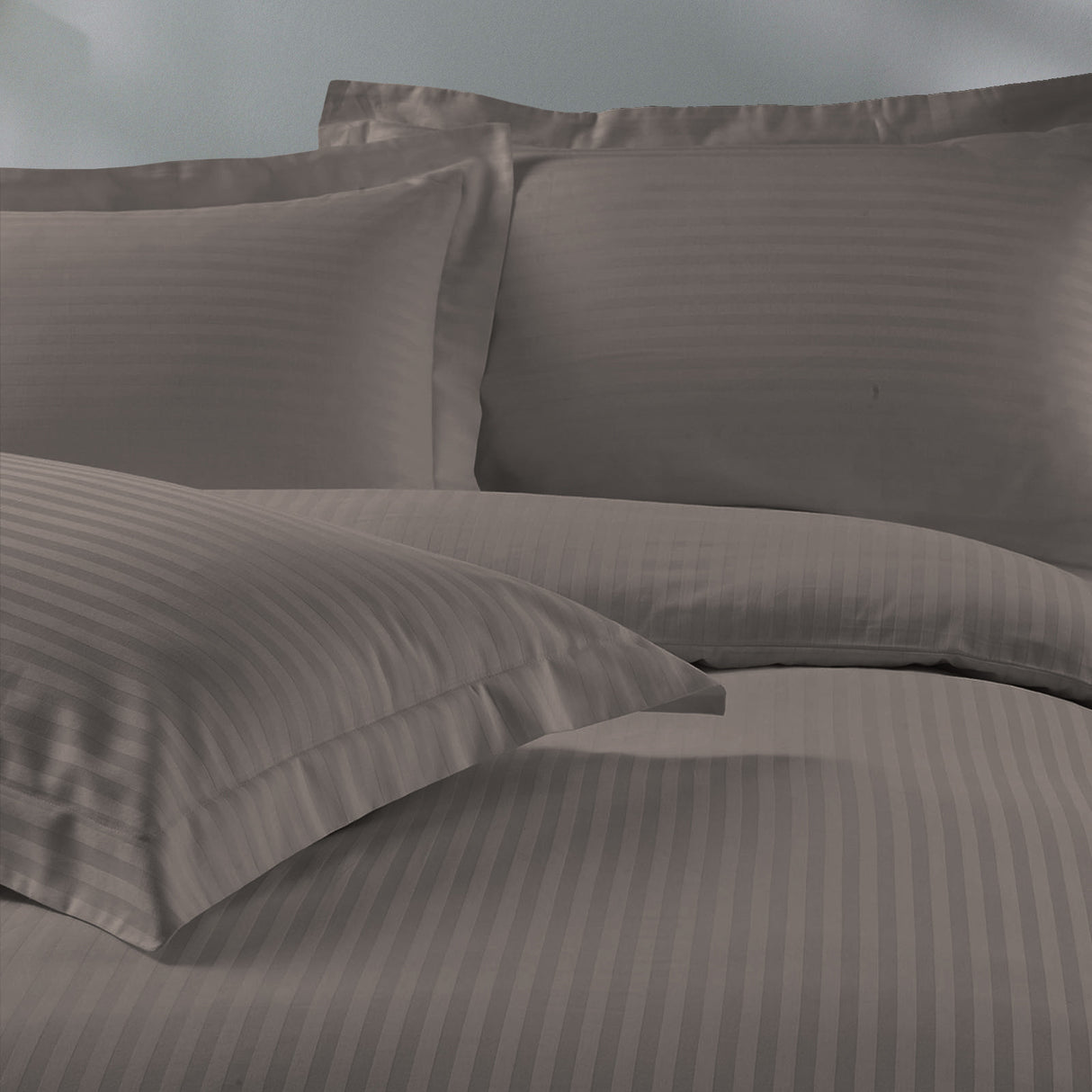 Royal Comfort 1200 Thread count Damask Stripe Cotton Blend Quilt Cover Sets King Charcoal Grey-1951134825826095105