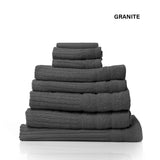 Royal Comfort Eden Egyptian Cotton 600 GSM 8 Piece Towel Pack Granite - Top-Down View