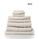 Royal Comfort Eden Egyptian Cotton 600 GSM 8 Piece Towel Pack Beige - Top-Down View