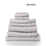 Royal Comfort Eden Egyptian Cotton 600 GSM 8 Piece Towel Pack Sea Holly - Top-Down View