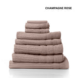 Royal Comfort Eden Egyptian Cotton 600 GSM 8 Piece Towel Pack Champagne Rose - Top-Down View