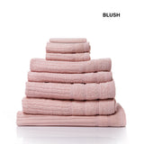 Royal Comfort Eden Egyptian Cotton 600 GSM 8 Piece Towel Pack Blush - Top-Down View
