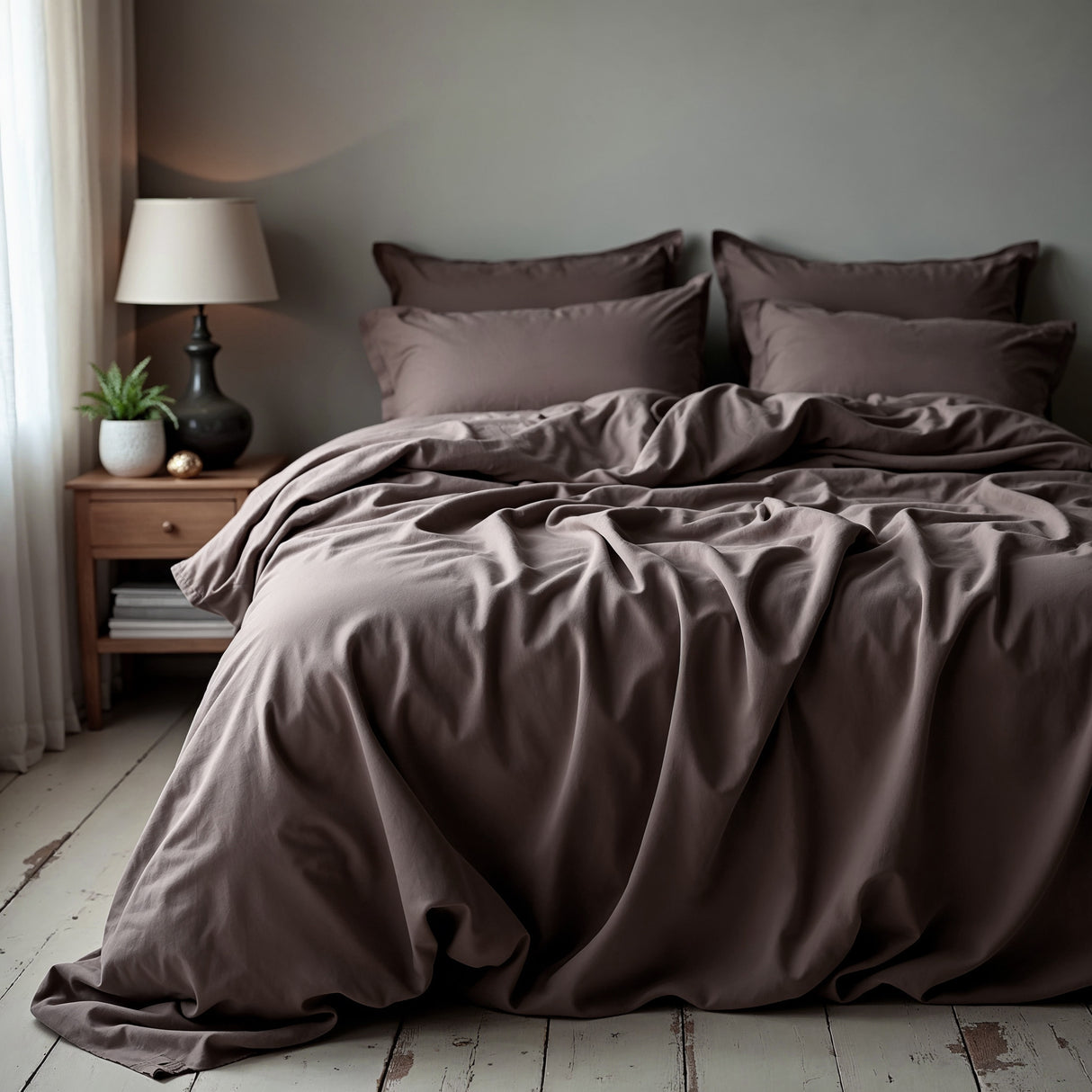 Royal Comfort 1500TC Cotton Rich Fitted 4 PC Sheet sets King Dusk Grey-1951134868444418048
