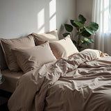 Royal Comfort 1500TC Cotton Rich Fitted 4 PC Sheet sets King Stone - Side View