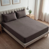 Royal Comfort 1500TC Cotton Rich Fitted sheet 3 PC Set Double-Dusk Grey - Close-Up Angle