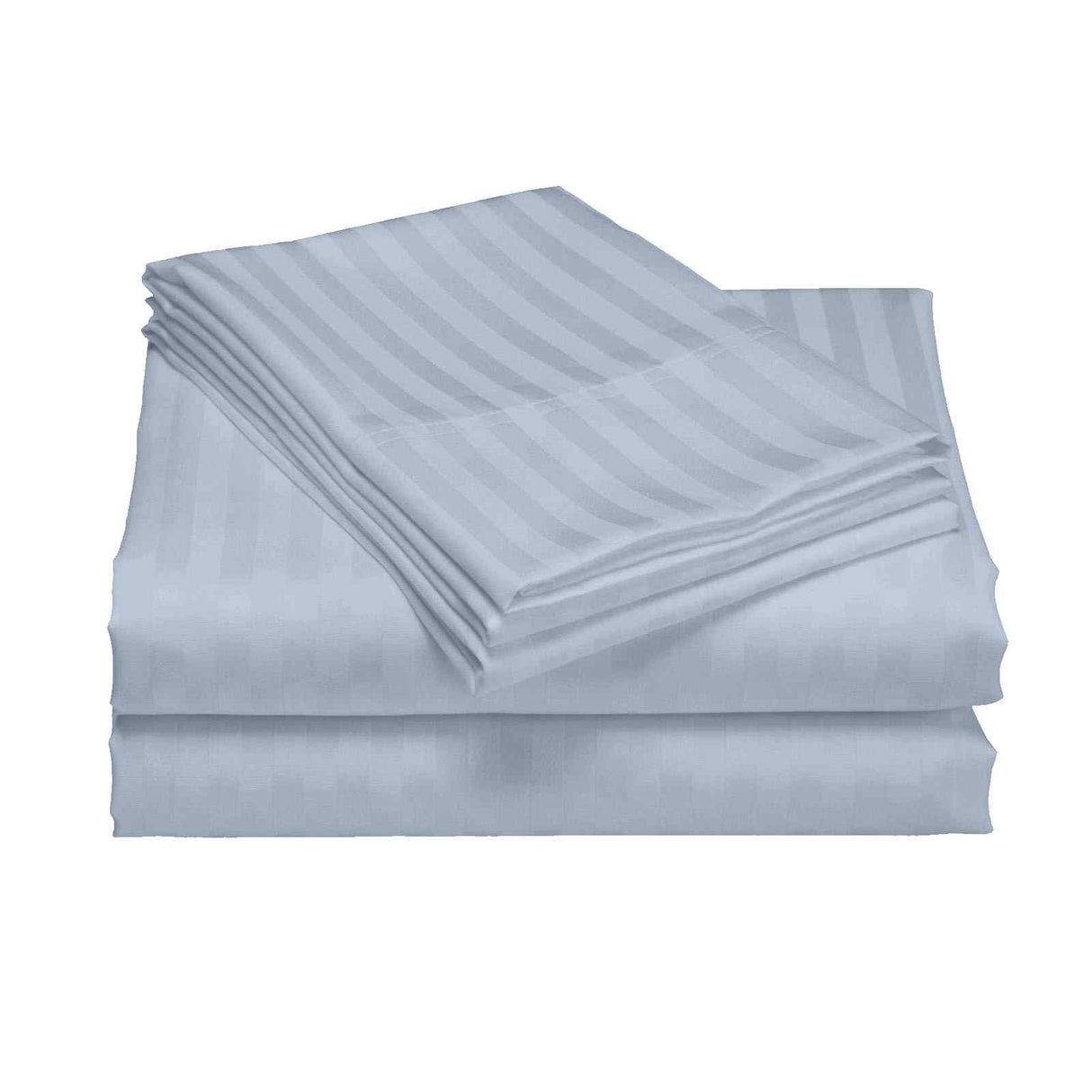 Royal Comfort 1200 Thread count Damask Stripe Cotton Blend sheet sets King Blue Fog-1951134870315077634