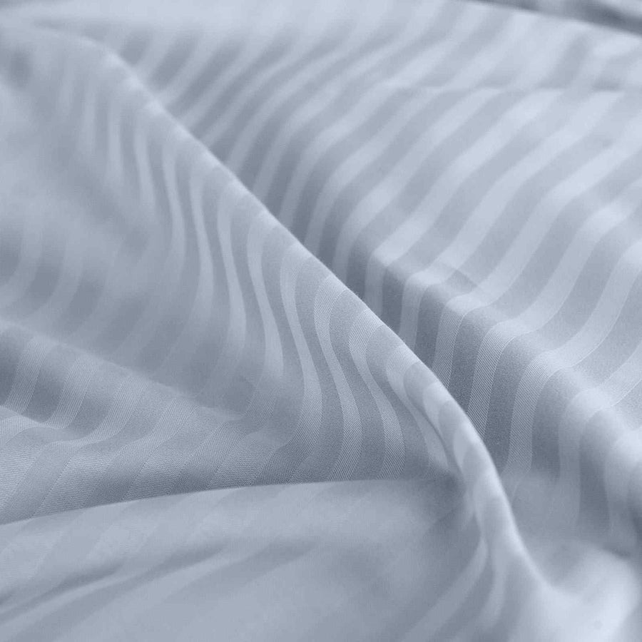 Royal Comfort 1200 Thread count Damask Stripe Cotton Blend sheet sets King Blue Fog-1951134870315077635