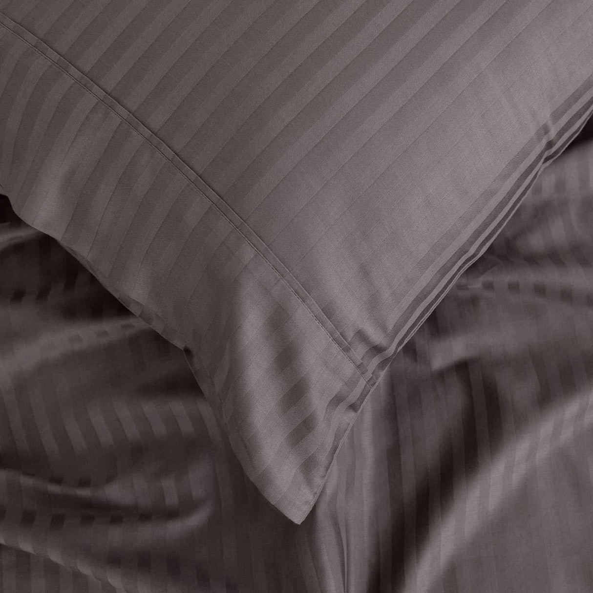 Royal Comfort 1200 Thread count Damask Stripe Cotton Blend sheet sets King Pewter-1951134870906474500