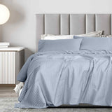 Royal Comfort 1200 Thread count Damask Stripe Cotton Blend sheet sets Queen Blue Fog