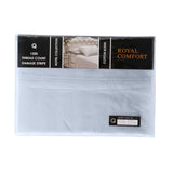 Royal Comfort 1200 Thread count Damask Stripe Cotton Blend sheet sets Queen Blue Fog - Front View