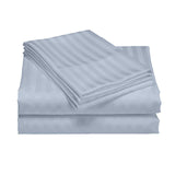 Royal Comfort 1200 Thread count Damask Stripe Cotton Blend sheet sets Queen Blue Fog - Side View