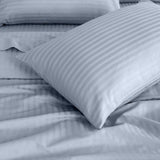 Royal Comfort 1200 Thread count Damask Stripe Cotton Blend sheet sets Queen Blue Fog - 45-Degree Angle