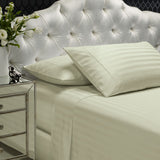 Royal Comfort 1200 Thread count Damask Stripe Cotton Blend sheet sets Queen Pebble - Rear View