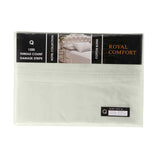 Royal Comfort 1200 Thread count Damask Stripe Cotton Blend sheet sets Queen Pebble - Front View