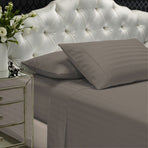 Royal Comfort 1200 Thread count Damask Stripe Cotton Blend sheet sets Queen Pewter-1951134872068296704