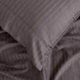 Royal Comfort 1200 Thread count Damask Stripe Cotton Blend sheet sets Queen Pewter - 45-Degree Angle