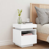 Bedside Cabinet with LED Lights White 40x39x48.5 cm - Side View