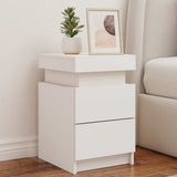 Bedside Cabinet with LED Lights White 35x39x55 cm - Front View