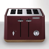 Morphy Richards Aspect 4-Slice Toaster - Maroon with Cork-Effect Trim - Side View