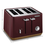 Morphy Richards Aspect 4-Slice Toaster - Maroon with Cork-Effect Trim - Top-Down View