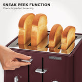Morphy Richards Aspect 4-Slice Toaster - Maroon with Cork-Effect Trim - 45-Degree Angle