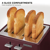 Morphy Richards Aspect 4-Slice Toaster - Maroon with Cork-Effect Trim - Rear View