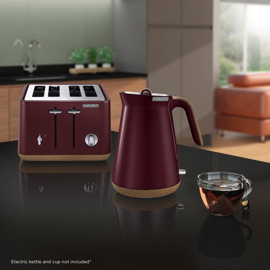 Morphy Richards Aspect 4-Slice Toaster - Maroon with Cork-Effect Trim